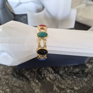 Large Gold Multi-Stone Scarab Bracelet